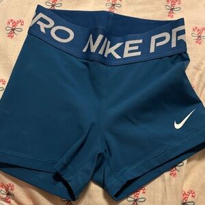 Nike Pro Women's Athletic Compression Shorts - Teal Blue